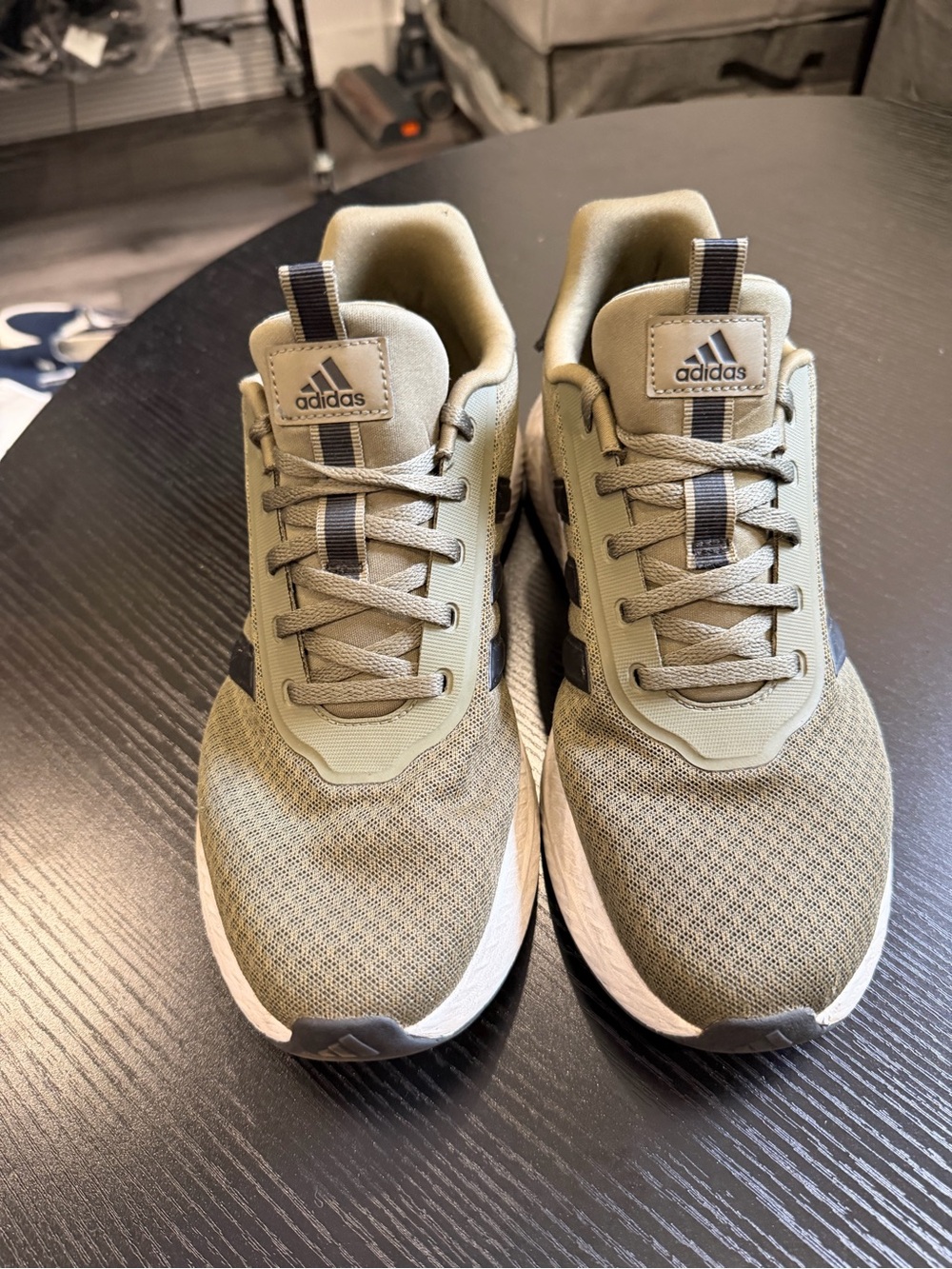 adidas Men’s Olive Green Mesh Sneakers with Black Accents